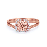 Art Deco Halo Wedding Engagement Ring Round Cubic Zirconia 925 Sterling Silver