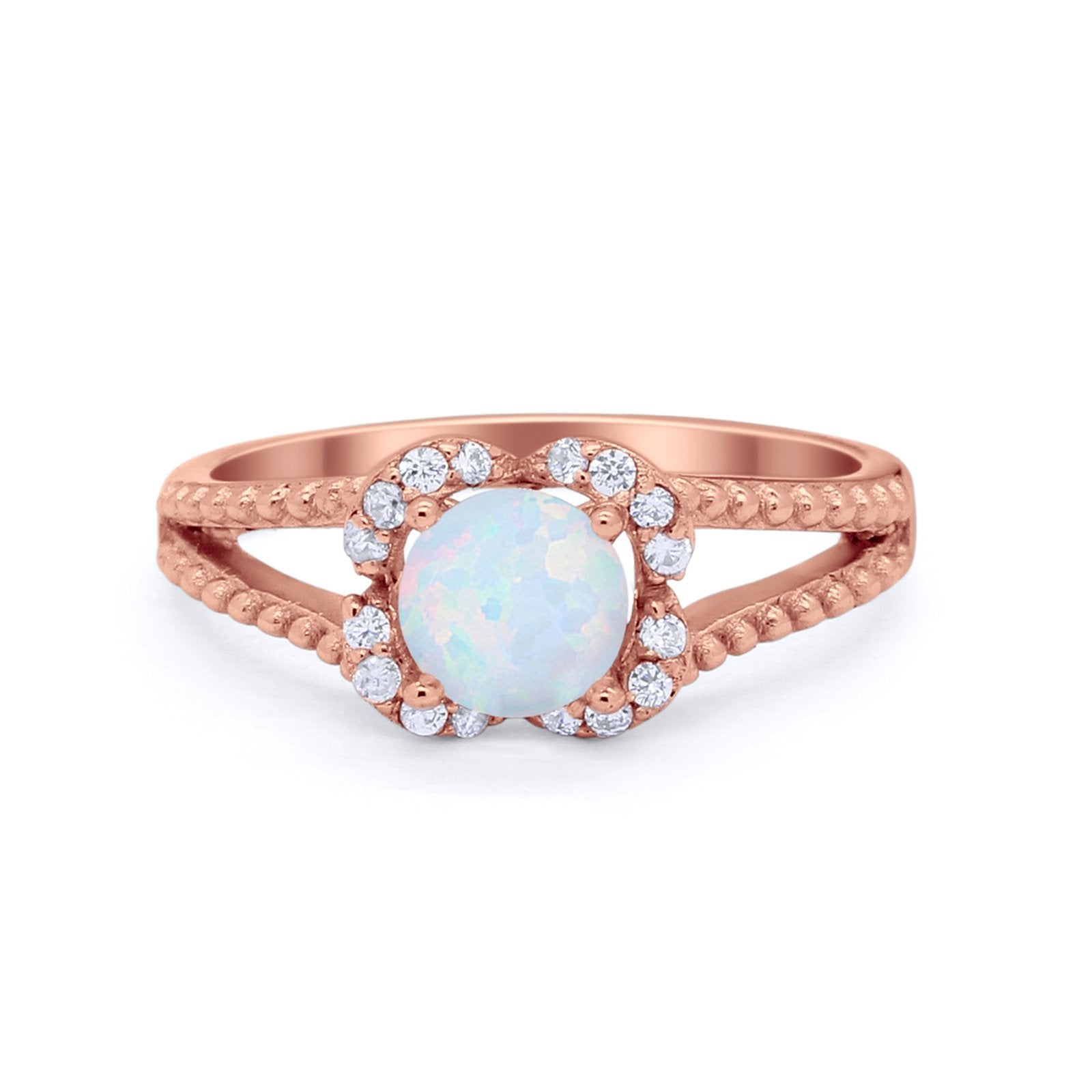 Art Deco Halo Wedding Engagement Ring Round Cubic Zirconia 925 Sterling Silver