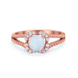 Art Deco Halo Wedding Engagement Ring Round Cubic Zirconia 925 Sterling Silver