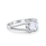 Art Deco Halo Wedding Engagement Ring Round Cubic Zirconia 925 Sterling Silver
