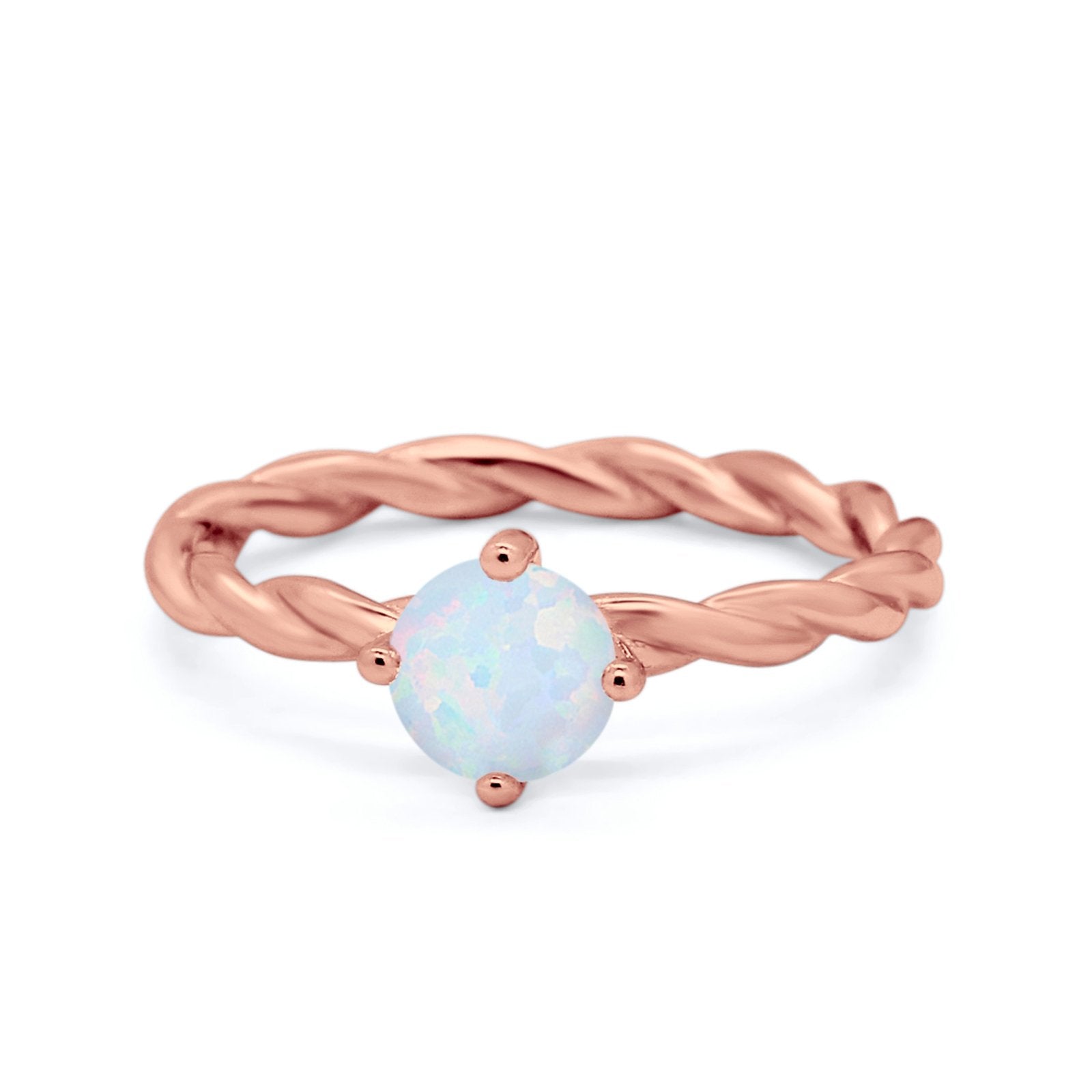 Solitaire Braided Twisted Shank promise Band Round Cubic Zirconia 925 Sterling Silver