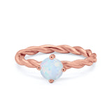 Solitaire Braided Twisted Shank promise Band Round Cubic Zirconia 925 Sterling Silver