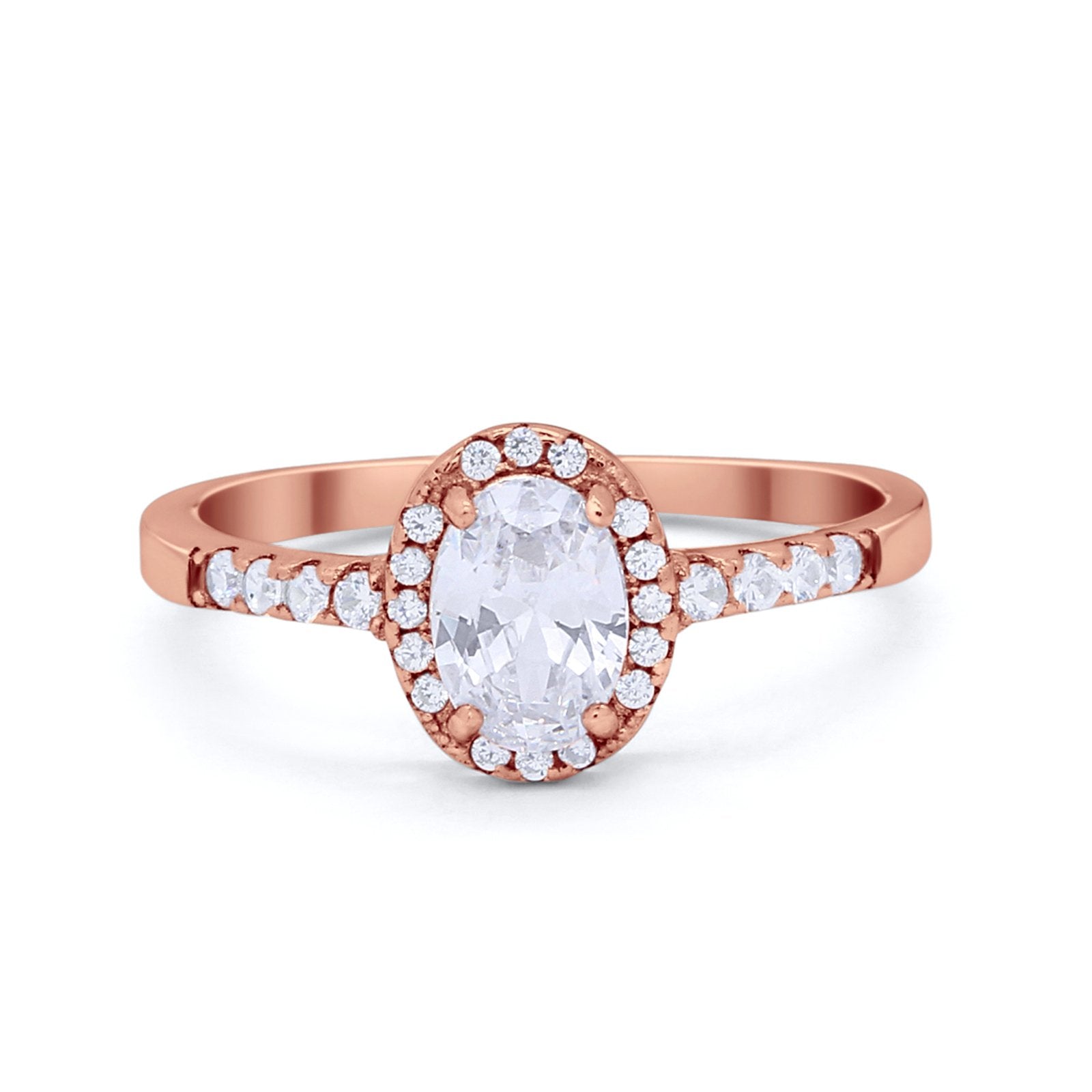 Art Deco Halo Oval Wedding Engagement Ring Round CZ 925 Sterling Silver