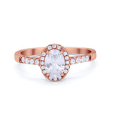 Art Deco Halo Oval Wedding Engagement Ring Round CZ 925 Sterling Silver