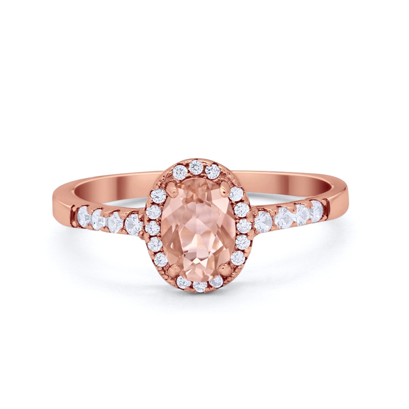 Art Deco Halo Oval Wedding Engagement Ring Round CZ 925 Sterling Silver