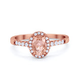 Art Deco Halo Oval Wedding Engagement Ring Round CZ 925 Sterling Silver