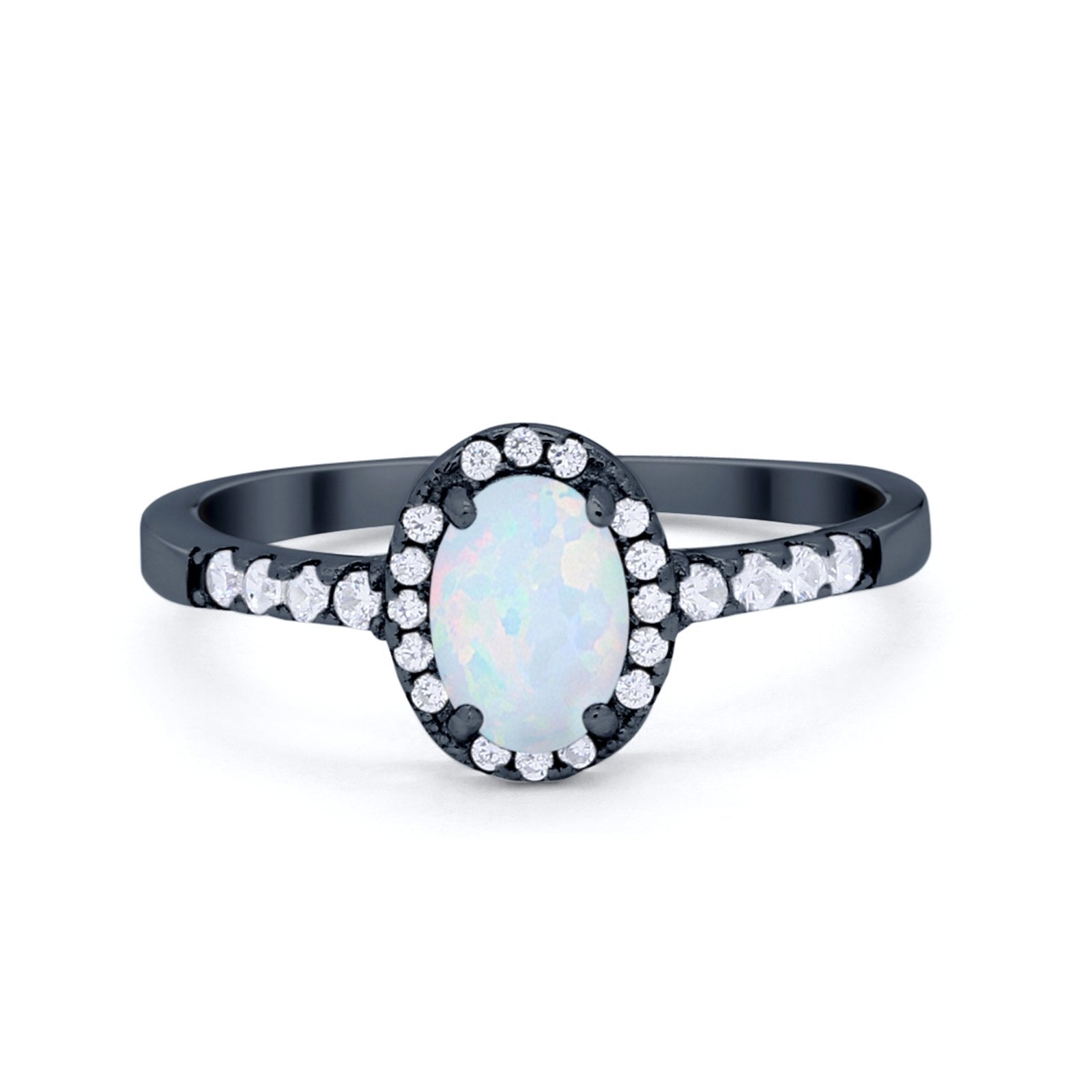 Art Deco Halo Oval Wedding Engagement Ring Round CZ 925 Sterling Silver