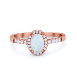 Art Deco Halo Oval Wedding Engagement Ring Round CZ 925 Sterling Silver