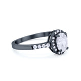Art Deco Halo Oval Wedding Engagement Ring Round CZ 925 Sterling Silver