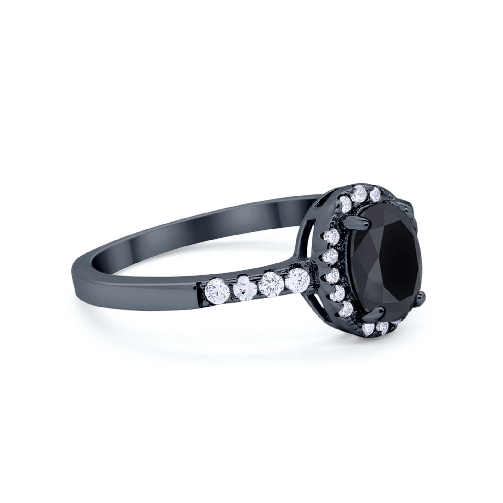 Art Deco Halo Oval Wedding Engagement Ring Round CZ 925 Sterling Silver