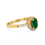 Art Deco Halo Oval Wedding Engagement Ring Round CZ 925 Sterling Silver