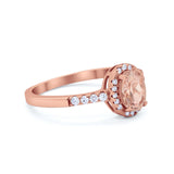 Art Deco Halo Oval Wedding Engagement Ring Round CZ 925 Sterling Silver