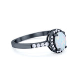 Art Deco Halo Oval Wedding Engagement Ring Round CZ 925 Sterling Silver