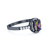 Art Deco Halo Oval Wedding Engagement Ring Round CZ 925 Sterling Silver