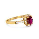 Art Deco Halo Oval Wedding Engagement Ring Round CZ 925 Sterling Silver