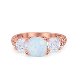 Three Stone Cushion Cut Wedding Engagement Ring Round Cubic Zirconia 925 Sterling Silver