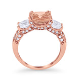 Three Stone Cushion Cut Wedding Engagement Ring Round Cubic Zirconia 925 Sterling Silver