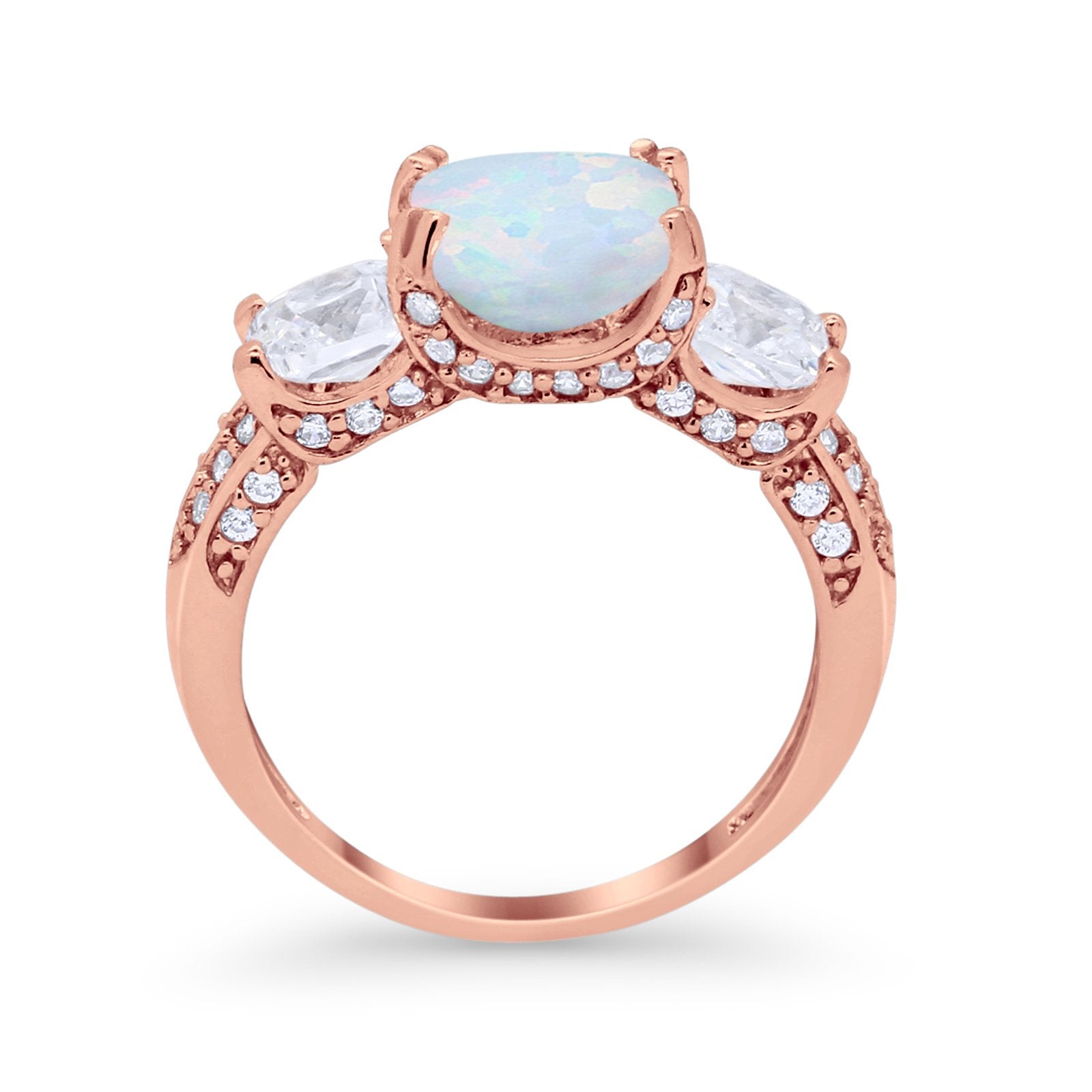 Three Stone Cushion Cut Wedding Engagement Ring Round Cubic Zirconia 925 Sterling Silver