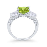 Three Stone Cushion Cut Wedding Engagement Ring Round Cubic Zirconia 925 Sterling Silver