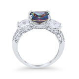 Three Stone Cushion Cut Wedding Engagement Ring Round Cubic Zirconia 925 Sterling Silver