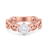 Spiral Swirl Filigree Wedding Engagement Ring Round Cubic Zirconia 925 Sterling Silver