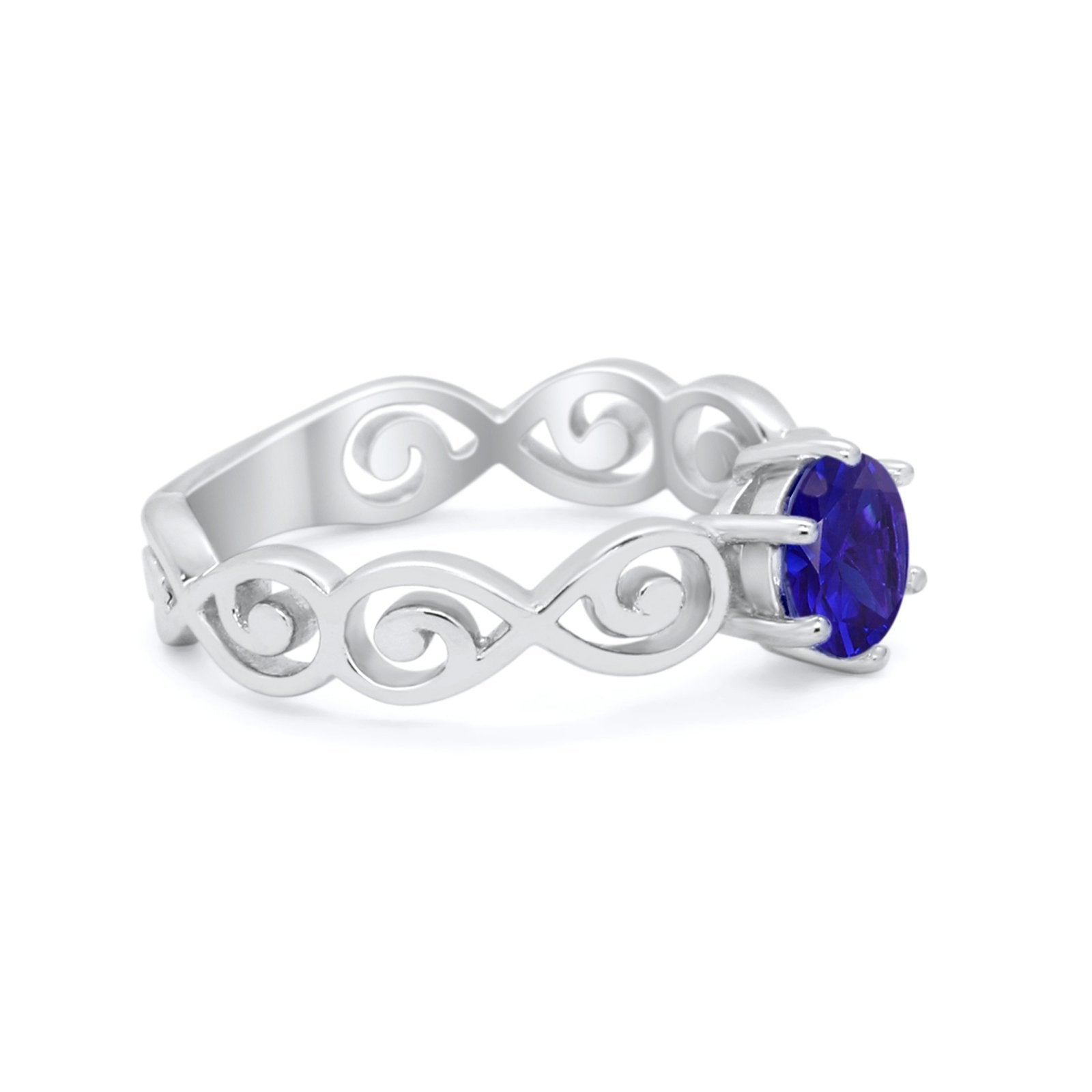 Spiral Swirl Filigree Wedding Engagement Ring Round Cubic Zirconia 925 Sterling Silver