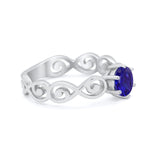 Spiral Swirl Filigree Wedding Engagement Ring Round Cubic Zirconia 925 Sterling Silver