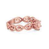 Spiral Swirl Filigree Wedding Engagement Ring Round Cubic Zirconia 925 Sterling Silver