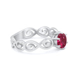 Spiral Swirl Filigree Wedding Engagement Ring Round Cubic Zirconia 925 Sterling Silver