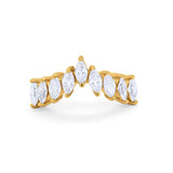 Curved Chevron Midi V Ring Marquise Cubic Zirconia 925 Sterling Silver
