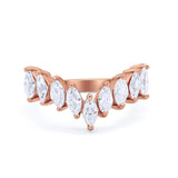 Curved Chevron Midi V Ring Marquise Cubic Zirconia 925 Sterling Silver