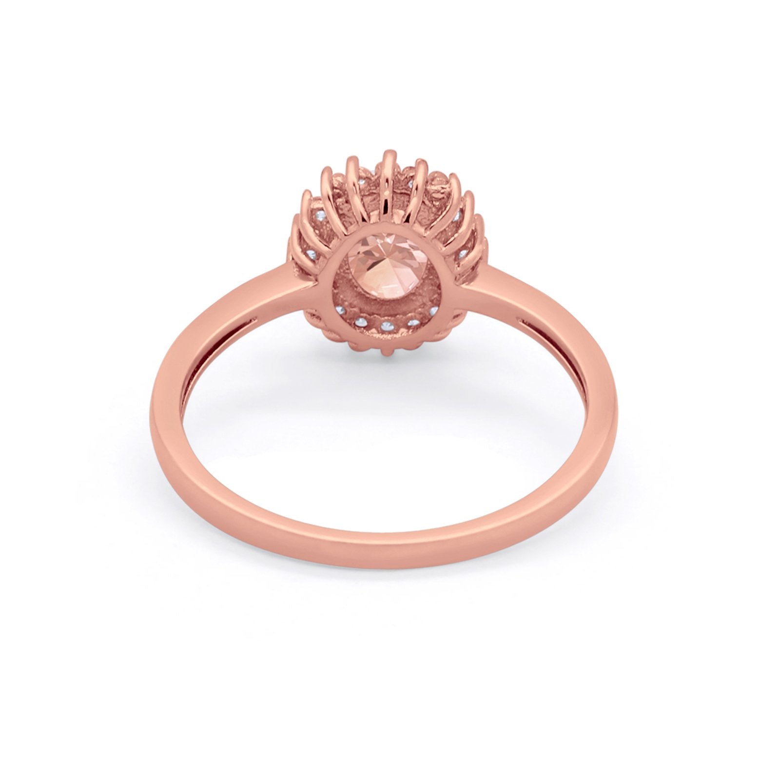 Halo Floral Oval Engagement Bridal Ring  Round Cubic Zirconia 925 Sterling Silver