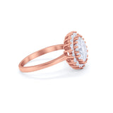 Halo Floral Wedding Engagement Ring Round Cubic Zirconia 925 Sterling Silver