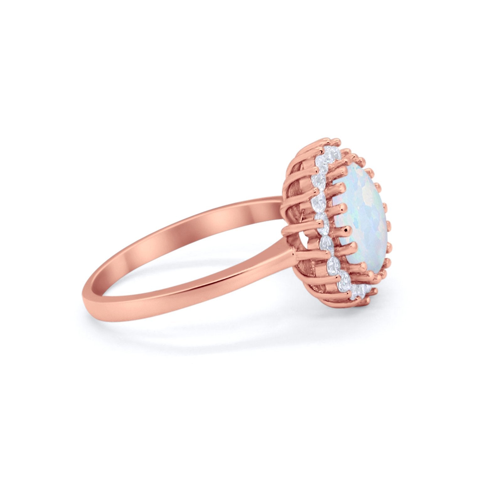 Halo Floral Wedding Engagement Ring Round Cubic Zirconia 925 Sterling Silver