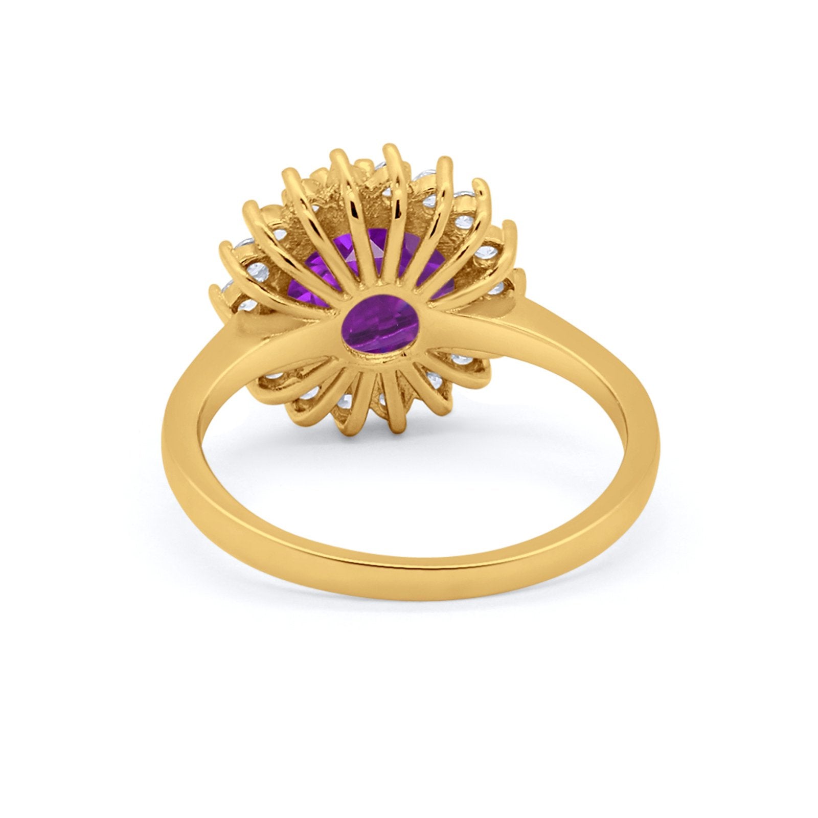 Halo Floral Wedding Engagement Ring Round Cubic Zirconia 925 Sterling Silver