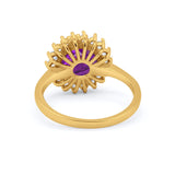 Halo Floral Wedding Engagement Ring Round Cubic Zirconia 925 Sterling Silver