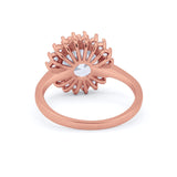 Halo Floral Wedding Engagement Ring Round Cubic Zirconia 925 Sterling Silver