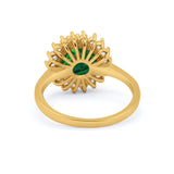 Halo Floral Wedding Engagement Ring Round Cubic Zirconia 925 Sterling Silver