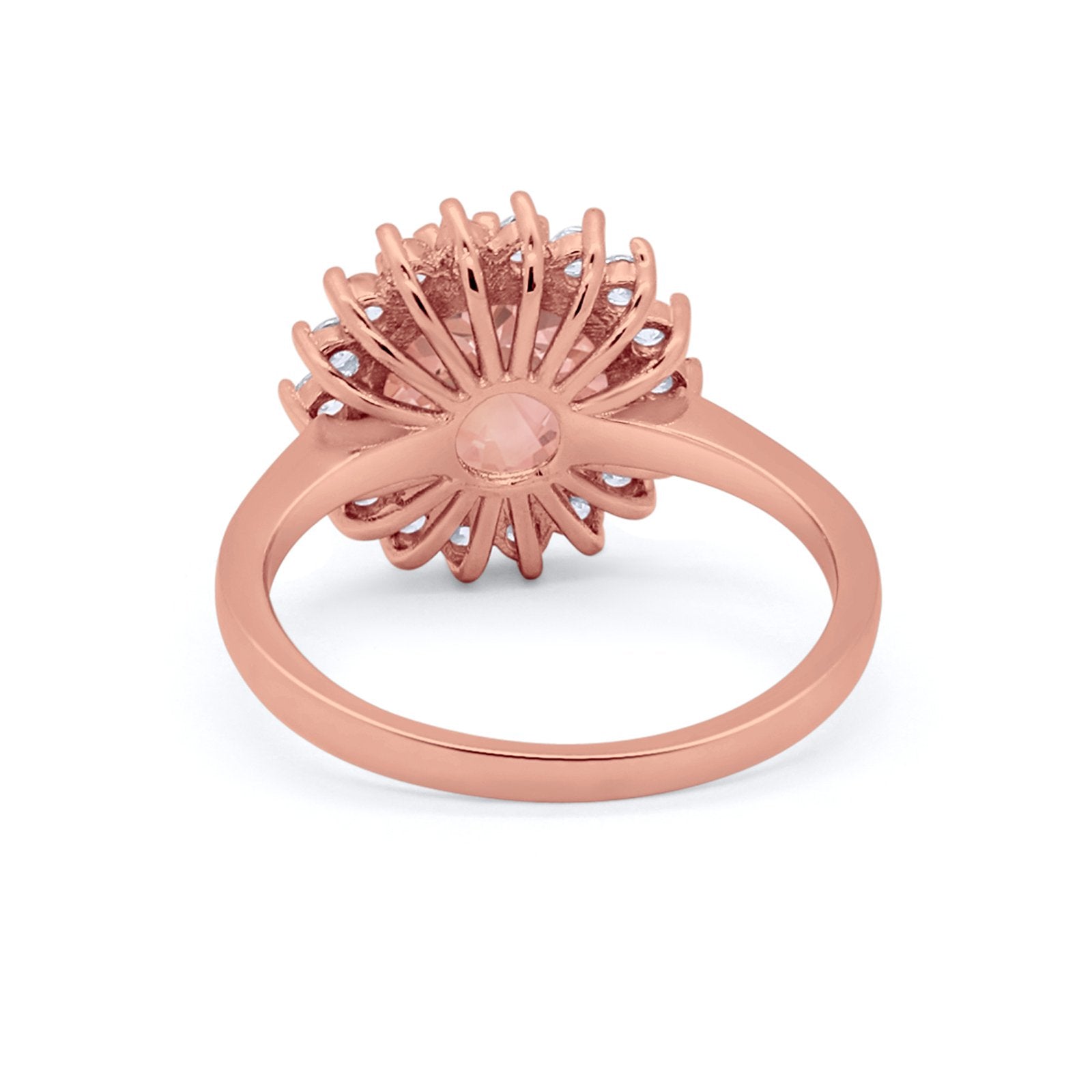 Halo Floral Wedding Engagement Ring Round Cubic Zirconia 925 Sterling Silver