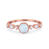 Art Deco Petite Dainty Wedding Ring Round Cubic Zirconia 925 Sterling Silver