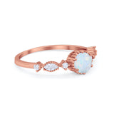 Art Deco Petite Dainty Wedding Ring Round Cubic Zirconia 925 Sterling Silver