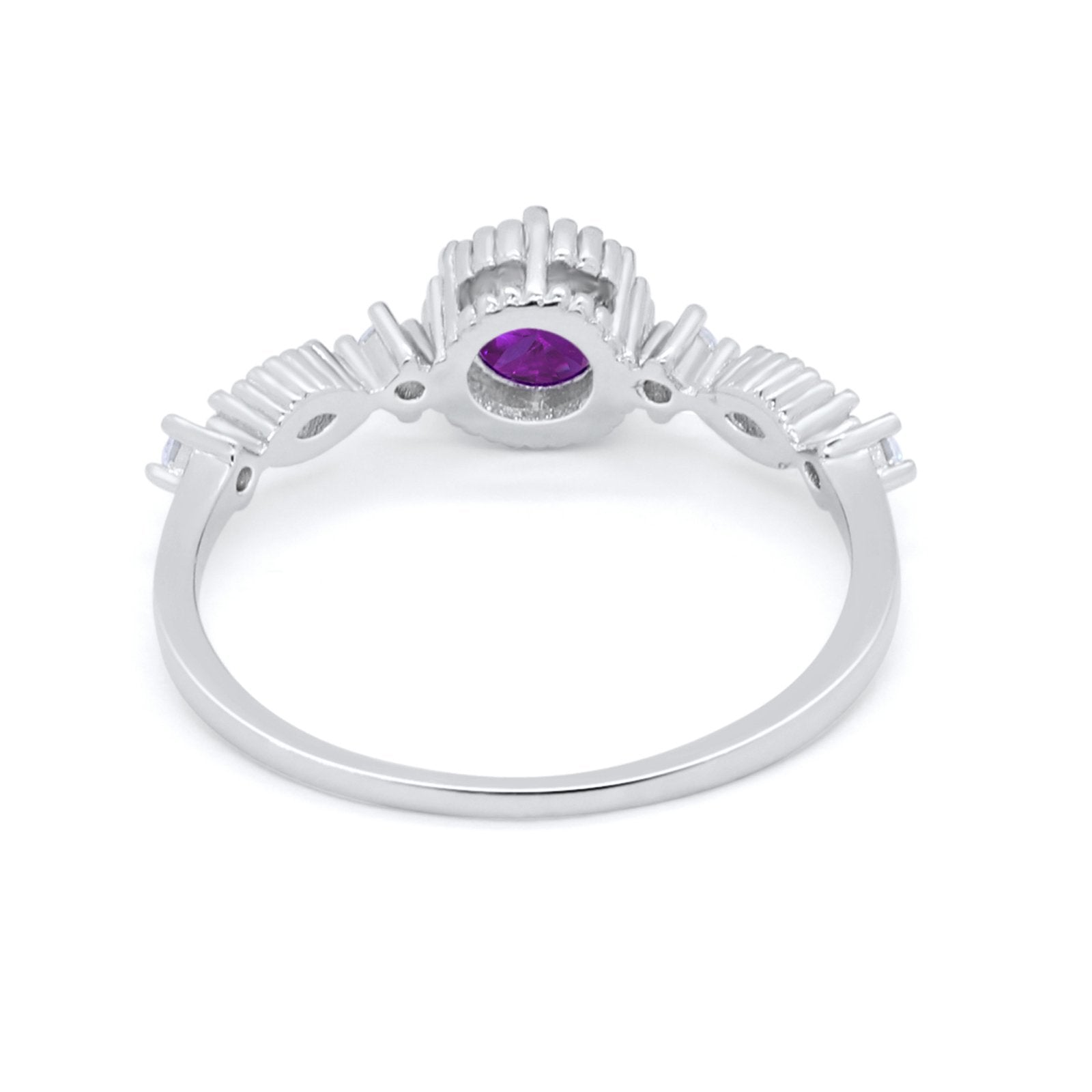 Art Deco Petite Dainty Wedding Ring Round Cubic Zirconia 925 Sterling Silver