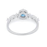 Art Deco Petite Dainty Wedding Ring Round Cubic Zirconia 925 Sterling Silver