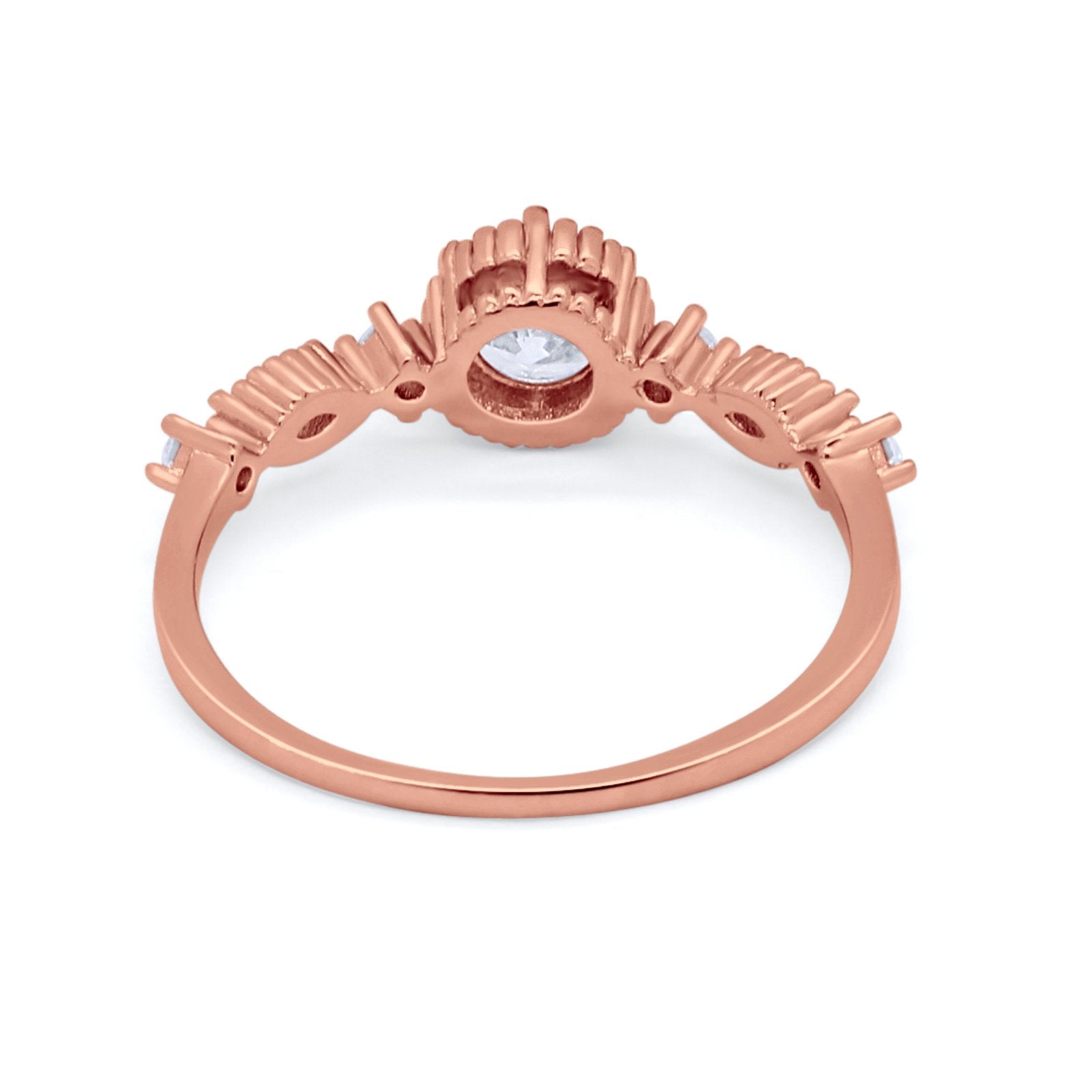 Art Deco Petite Dainty Wedding Ring Round Cubic Zirconia 925 Sterling Silver