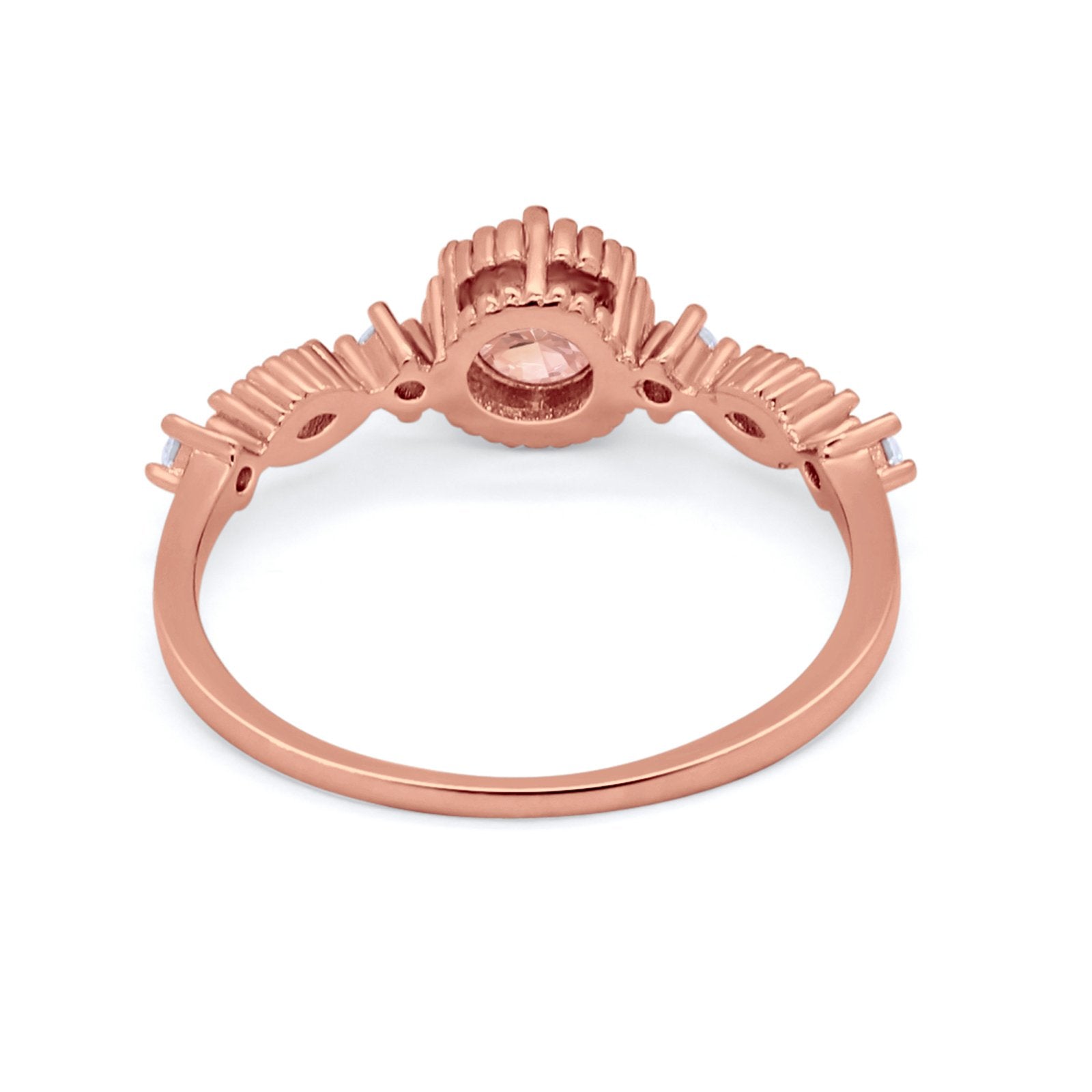 Art Deco Petite Dainty Wedding Ring Round Cubic Zirconia 925 Sterling Silver