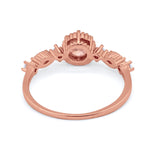 Art Deco Petite Dainty Wedding Ring Round Cubic Zirconia 925 Sterling Silver