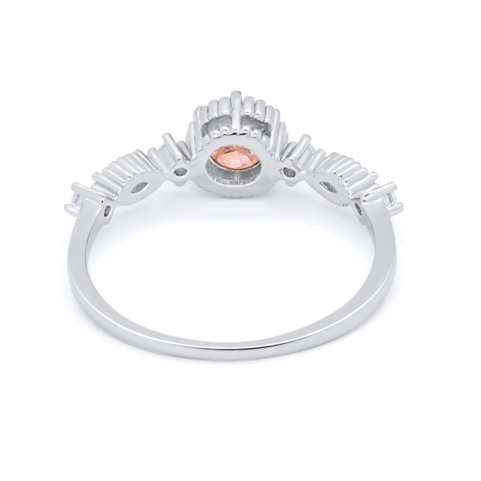 Art Deco Petite Dainty Wedding Ring Round Cubic Zirconia 925 Sterling Silver