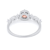 Art Deco Petite Dainty Wedding Ring Round Cubic Zirconia 925 Sterling Silver