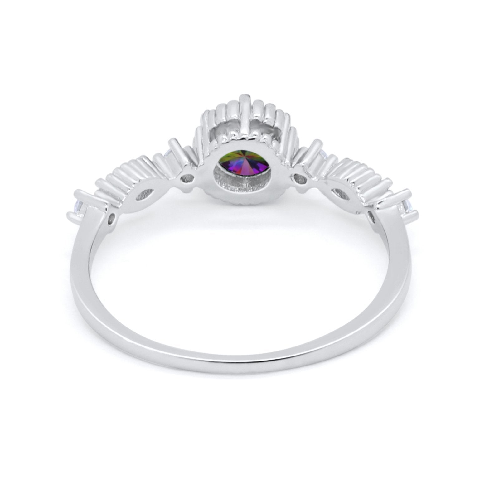 Art Deco Petite Dainty Wedding Ring Round Cubic Zirconia 925 Sterling Silver