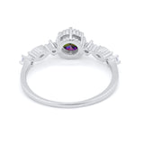 Art Deco Petite Dainty Wedding Ring Round Cubic Zirconia 925 Sterling Silver